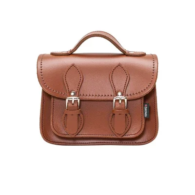 Laser-cut leather satchel with an intricate geometric designHandmade Leather Micro Satchel - Chestnut