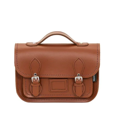 Convertible satchel that can be worn as a crossbody or shoulder bagLeather Midi Satchel - Chestnut