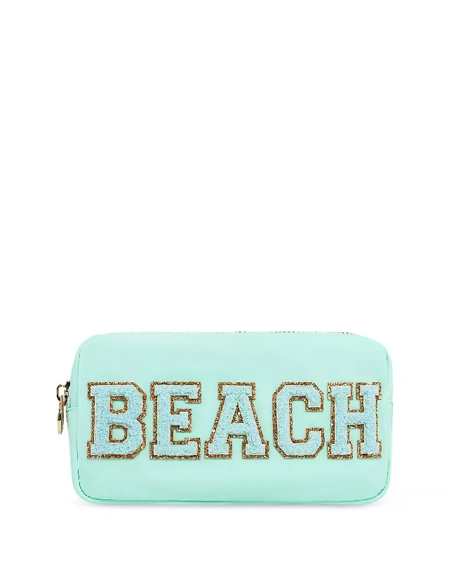 Embroidered silk clutch with a traditional motif for a cultural touchClassic Small Pouch In Cotton Candy Beach