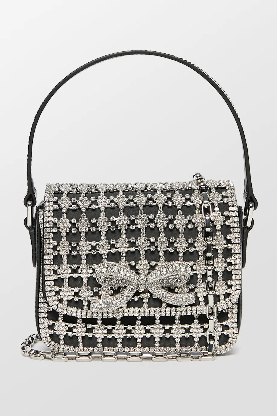 Vintage - style leather handle bag with a structured silhouette and a tassel charmCrystal Bow Micro Bag