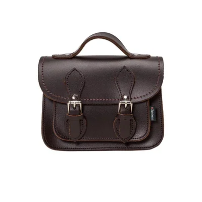 Plus-size satchel with a spacious interior for carrying all essentialsHandmade Leather Micro Satchel - Dark Brown