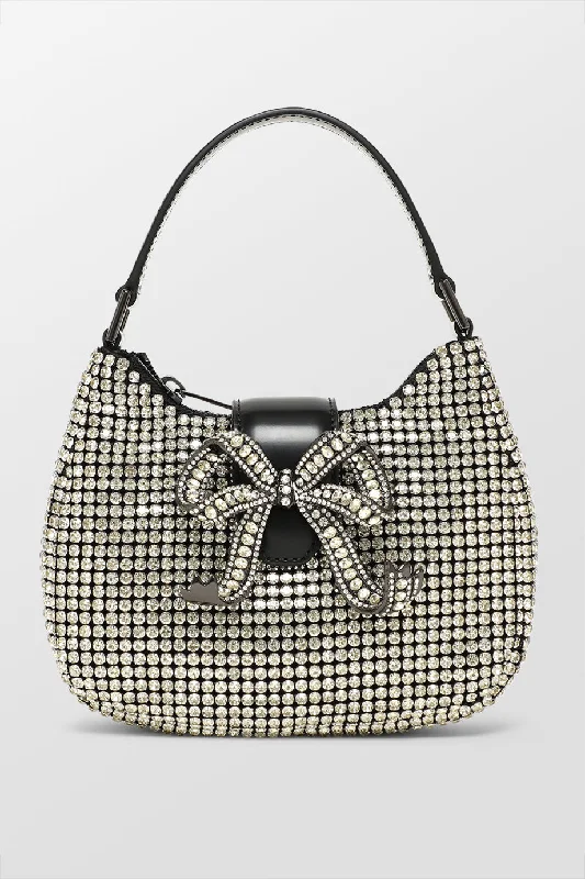 Plus - size handle bag with a spacious interior to carry all daily essentialsDiamante Crescent Bow Bag