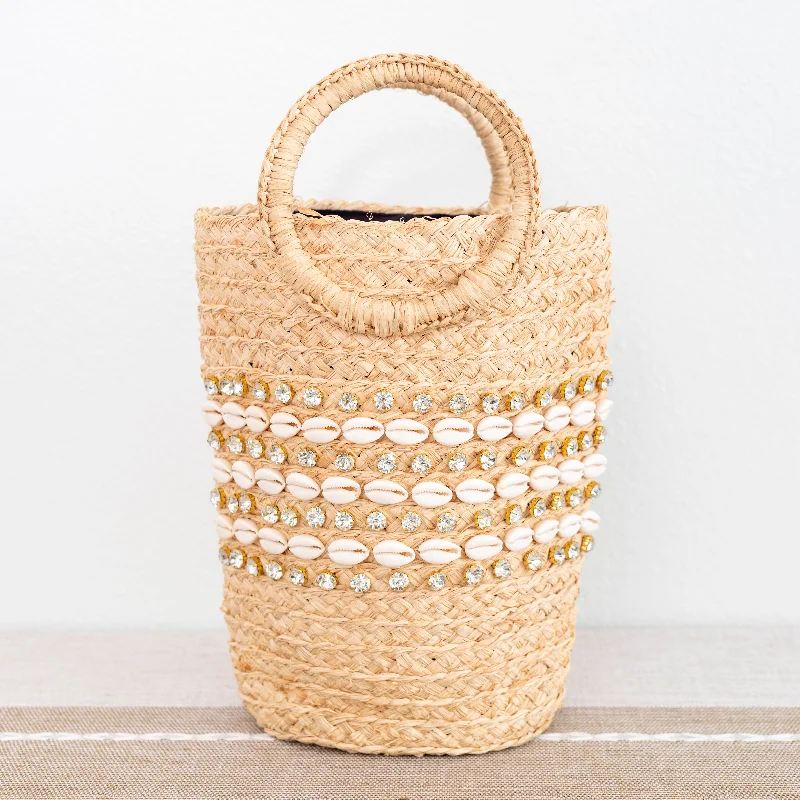 Handle bag with a hidden anti - theft pocket and RFID - blocking liningElena Handbags Summer Raffia Straw Beach Basket Handbag