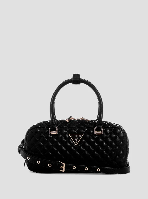 Silk satchel with a delicate paisley print for a feminine aestheticEco Black Rianee Satchel Bag