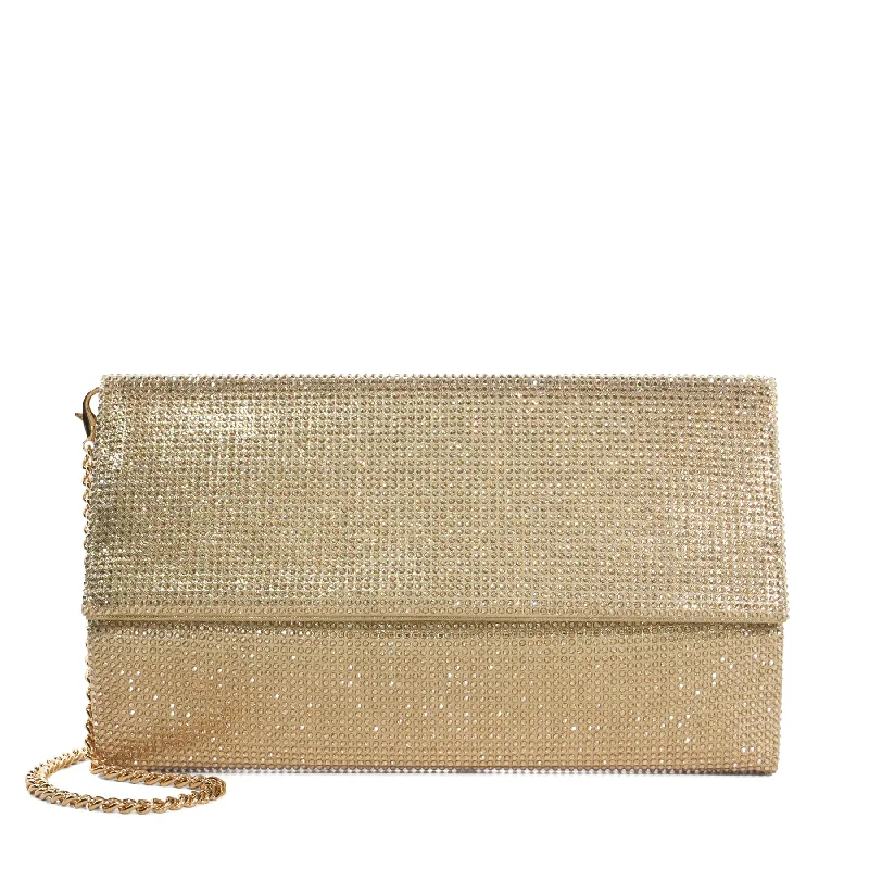 Leather evening bag with a gold - plated chain strap for a sophisticated lookESMES - GOLD