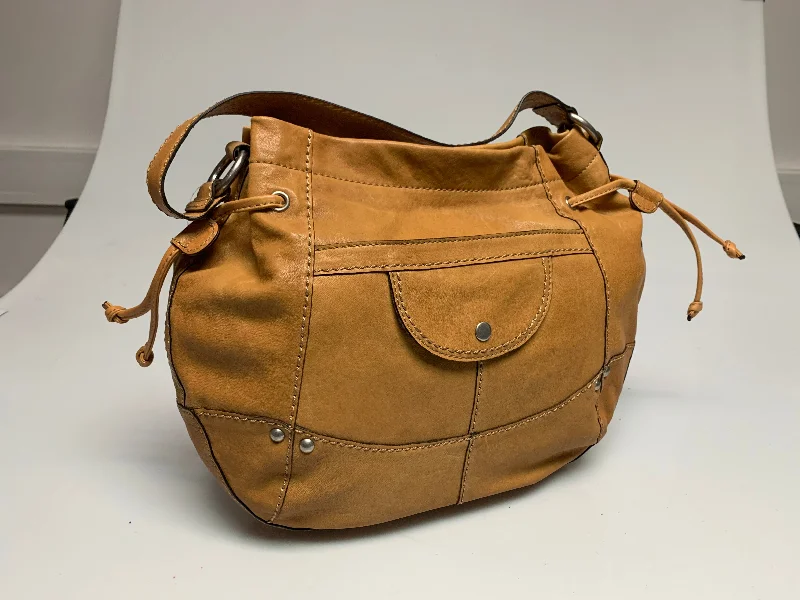 Women's large capacity cotton duffel bags for travelFOSSIL LIBERTY DRAW BUCKET MUSTARD REAL LEATHER HANDBAG