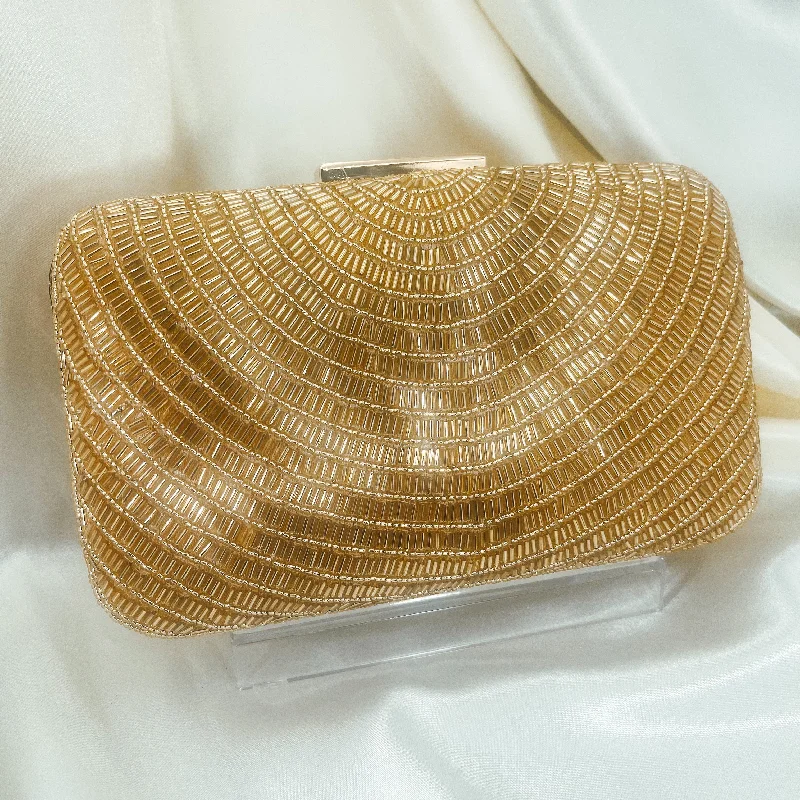 Metallic leather evening bag with a textured finishGALA Clutch (Gold)