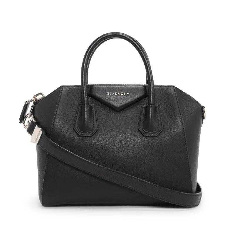 Faux fur - trimmed handle bag for a cozy and stylish winter accessoryGivenchy Black Sugar Goatskin Small Antigona