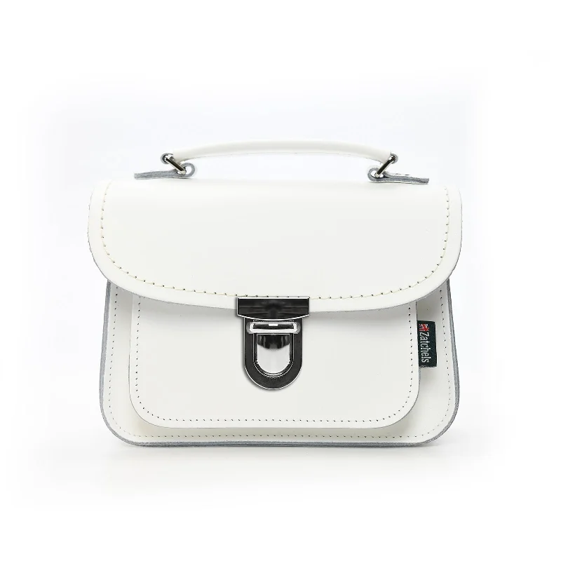 Embroidered satchel with intricate beadwork for a unique touchLuna Handmade Leather Bag - White