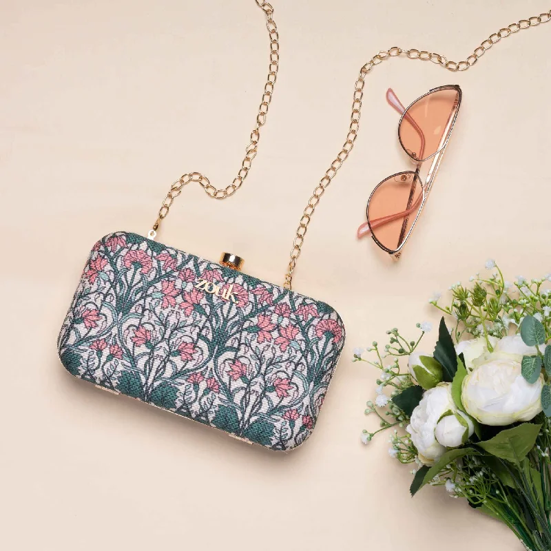 Miniature evening bag with a fold - over clasp for a compact optionHooghly Nouveau Clutch