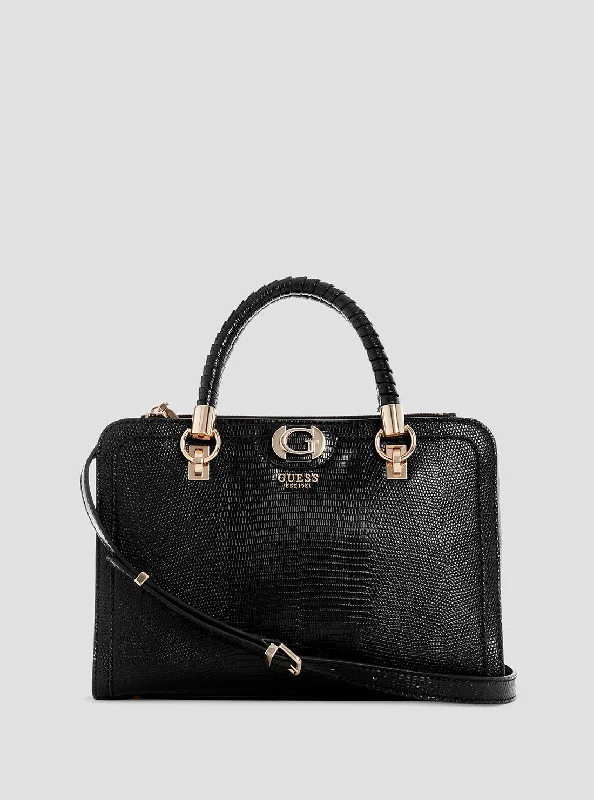 Embroidered satchel with intricate beadwork for a unique touchBlack Orlina Satchel Bag