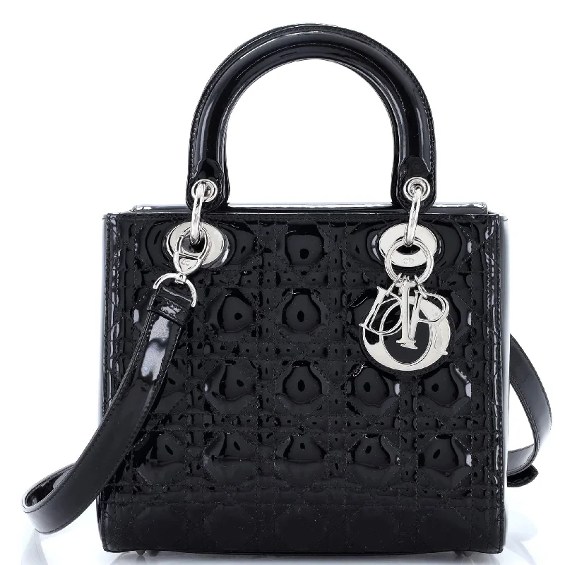 Convertible satchel that can be worn as a crossbody or shoulder bagLady Dior NM Bag Cannage Quilt Patent Medium