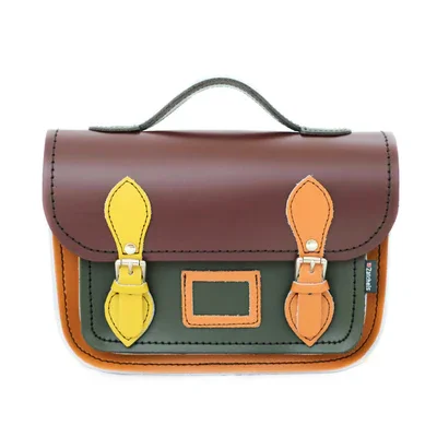 Plus-size satchel with a spacious interior for carrying all essentialsLeather Midi Satchel - Autumnal Kaleidoscope