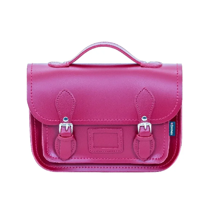 Studded satchel with a punk-rock edgeLeather Midi Satchel - Magenta