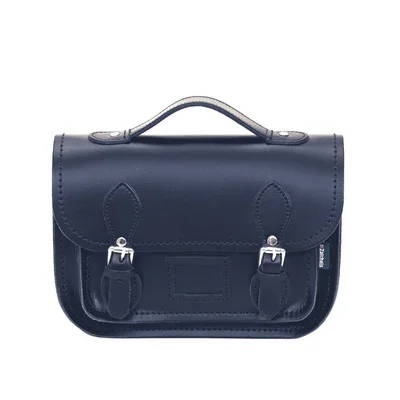 Embroidered satchel with intricate beadwork for a unique touchLeather Midi Satchel - Navy