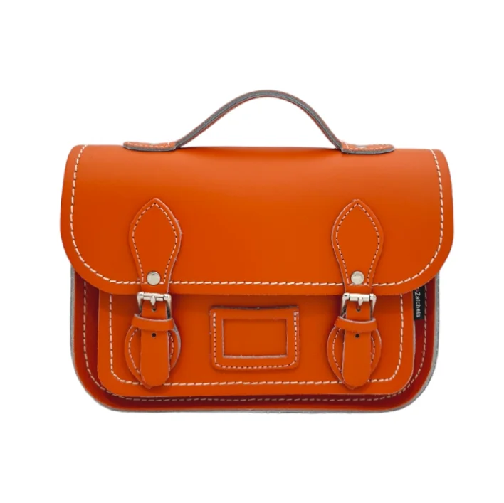 Vegan leather satchel for eco-conscious consumersLeather Midi Satchel - Orange