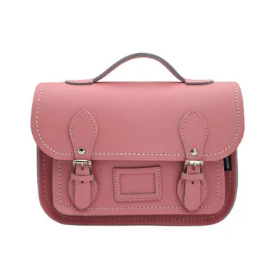 Women's leather satchel with a hand-stitched edge for a premium lookLeather Midi Satchel - Pastel Pink