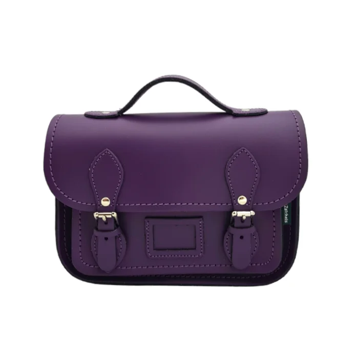 Color-blocked satchel with bold and bright colors for a trendy lookLeather Midi Satchel - Purple