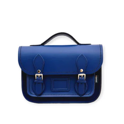 Waterproof nylon satchel with a drawstring closure for outdoor useLeather Midi Satchel - Royal Blue