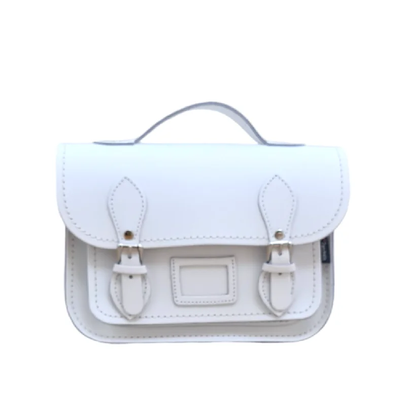 Convertible satchel that can be worn as a crossbody or shoulder bagLeather Midi Satchel - White