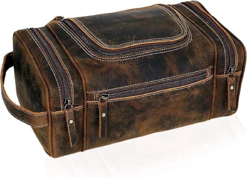 Women's metallic leather clutch bags for glamorous eveningsLeather Toiletry Bag for Men Extra Large Leather Men's Toiletry Bag for Traveling Real Leather Dopp Kit for Men Leather Shaving Bag for Travel