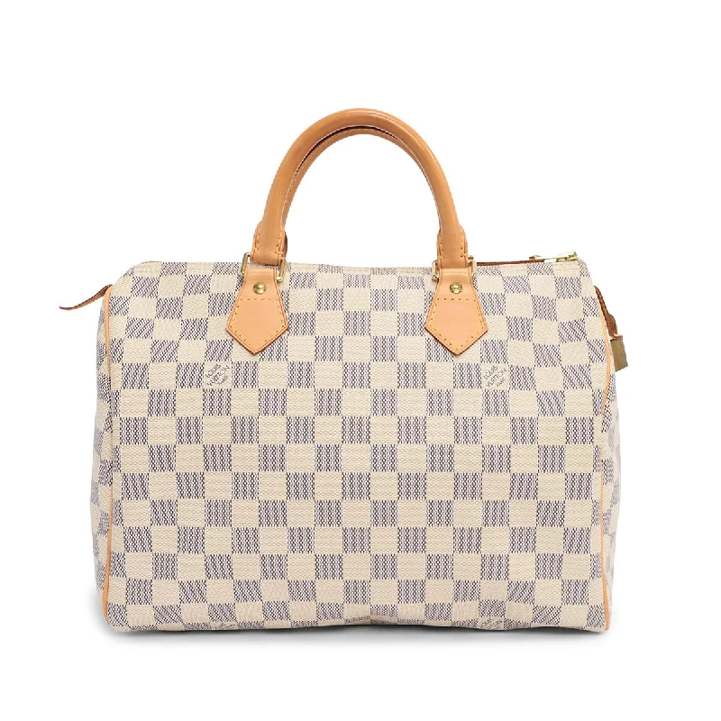 Canvas handle bag with a large floral print for a spring - summer lookLouis Vuitton Damier Azur Speedy 30