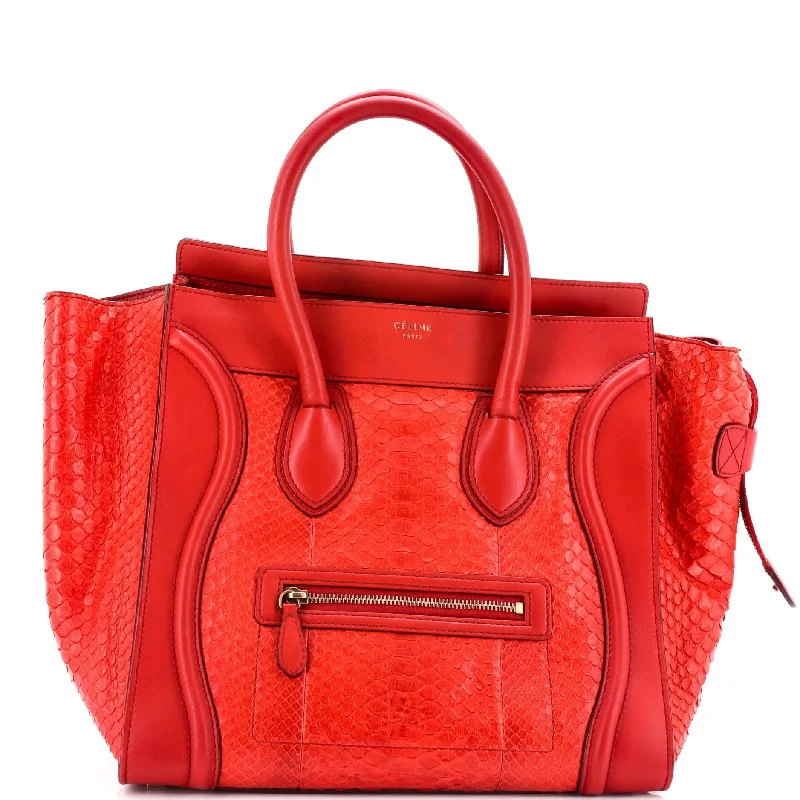 Women's leather satchel with a hand-stitched edge for a premium lookLuggage Bag Python and Leather Mini