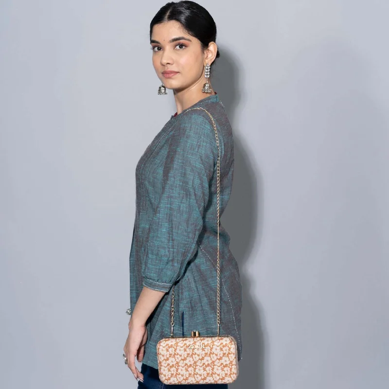 Women's satin clutch with a beaded flower accent for a glamorous eveningMadhurai Florals Clutch