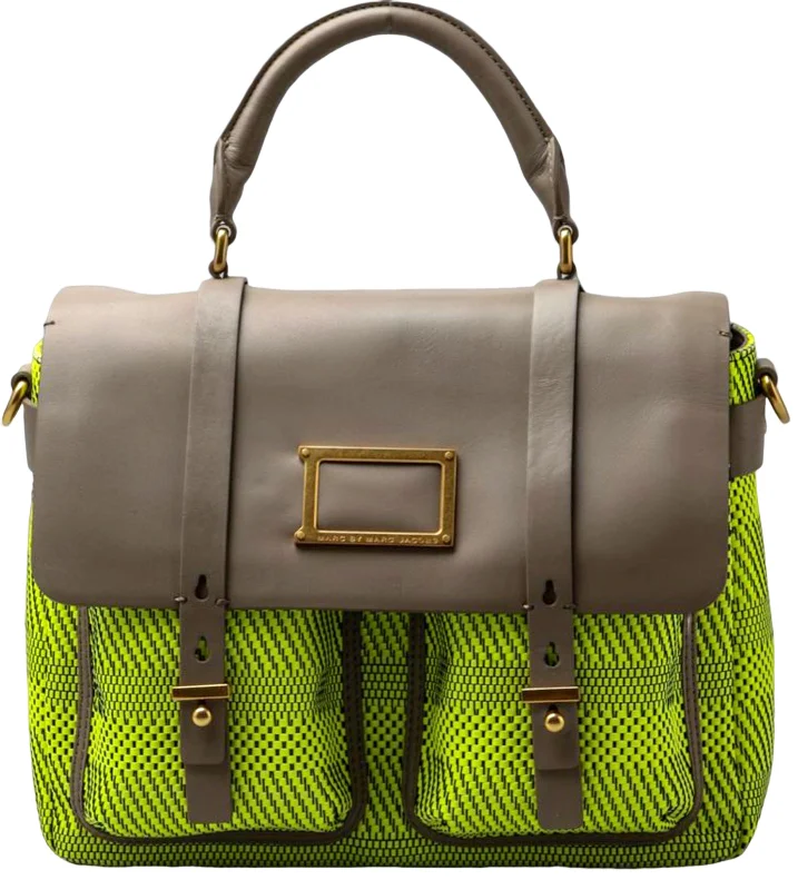 Laser-cut leather satchel with an intricate geometric designMarc Jacobs Women's Woven Leather Top Handle Messenger Bag