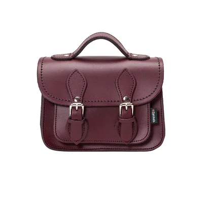 Satchel with a detachable strap for easy customizationHandmade Leather Micro Satchel - Marsala Red