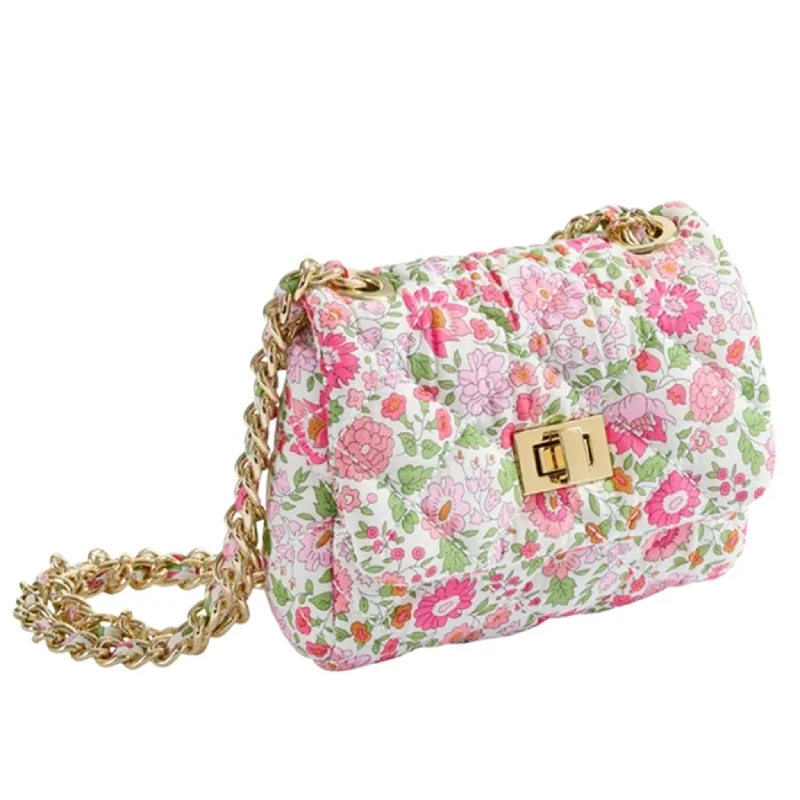 Vintage - style canvas shoulder bag with a brass clasp and frayed edgesMilledeux Small Bag Liberty Danjo C Vintage - style canvas shoulder bag with a brass clasp and frayed edgesMilledeux Small Bag Liberty Danjo C