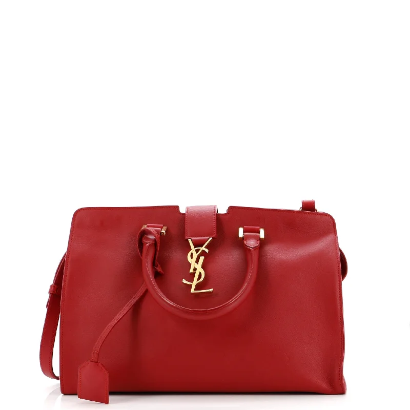 Soft suede satchel in a rich burgundy color for autumnMonogram Cabas Leather Small