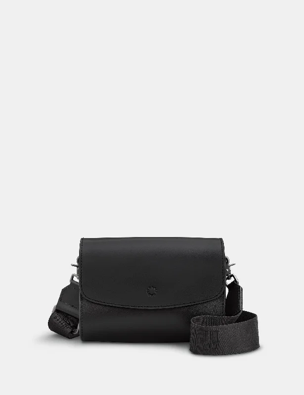 Vintage-inspired satchel with a brass buckle and leather tasselsNewham Black Leather Cross Body Satchel Bag