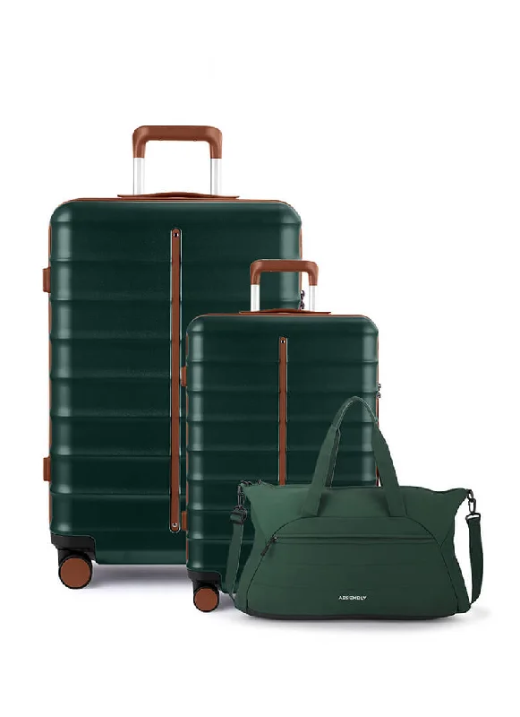 Vintage - style leather handle bag with a structured silhouette and a tassel charmOdyssey Set of 2 & Float Duffle Combo | Forest Green | Cabin+Large Hard Luggage & Duffle