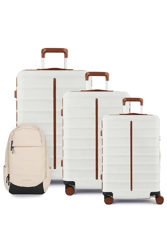 Plus - size handle bag with a spacious interior to carry all daily essentialsOdyssey Set of 3 & Float Backpack Combo | Sand White | Cab+Med+Lar Hard Luggage & Backpack