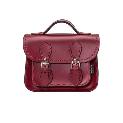 Convertible satchel that can be worn as a crossbody or shoulder bagHandmade Leather Micro Satchel - Oxblood