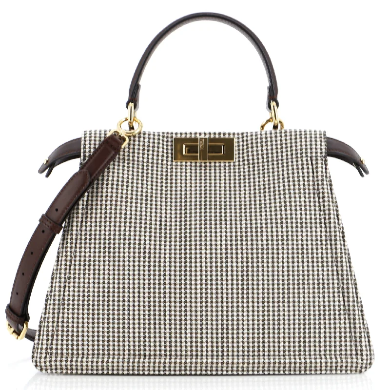 Vegan leather satchel for eco-conscious consumersPeekaboo ISeeU Bag Houndstooth Wool Medium