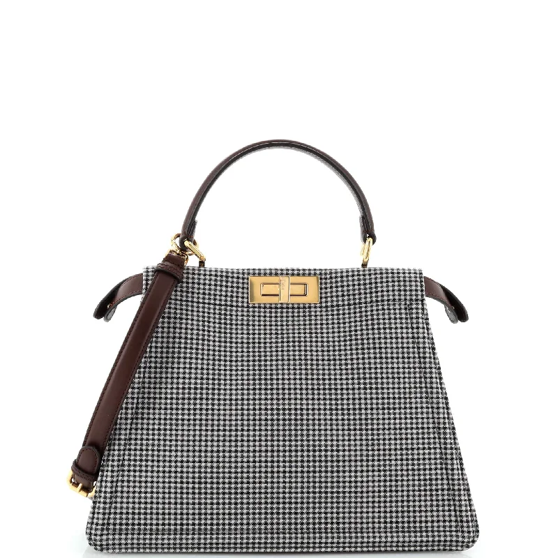 Leatherette satchel with a quilted pattern for a sophisticated stylePeekaboo ISeeU Bag Houndstooth Wool Medium