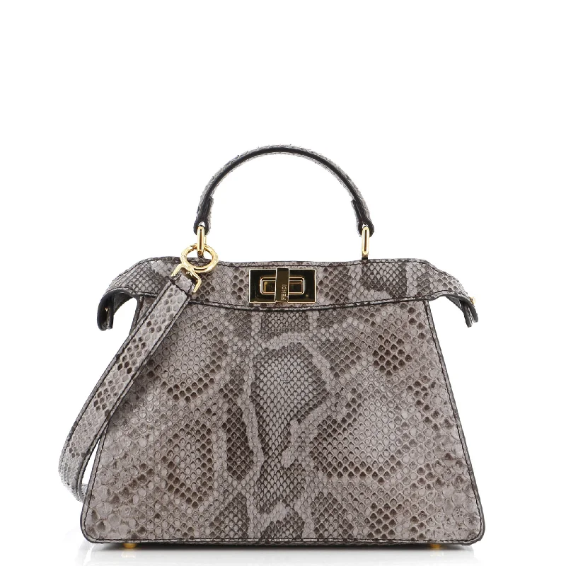 Convertible satchel that can be worn as a crossbody or shoulder bagPeekaboo ISeeU Bag Python Small