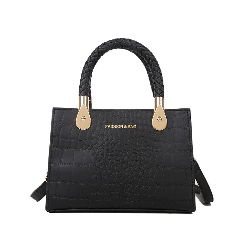 Women's lace - trimmed satin clutch bags for formal occasionsPopular Crocodile Pattern Handbag Small Square Bag New Fashion Single Shoulder Messenger Bag Women Custom Logo PU Daily Flap