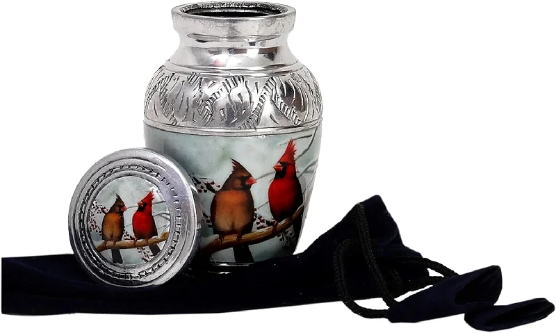 Women's large capacity cotton duffel bags for travelSmall Cardinal Couple Bird Lovely Keepsake Urn Qnty 1 - Keepsake Urn for Human Ashes with 1 Velvet Box Bag - Mini Memorial Affordable Keepsake Urn (4.5.in)