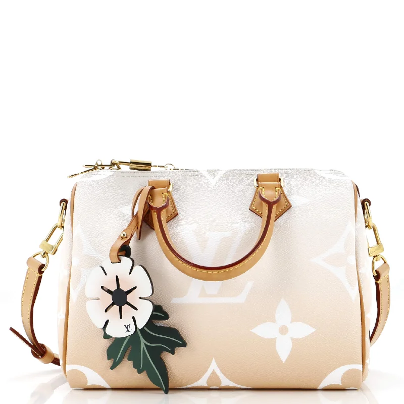 Canvas satchel with a colorful floral print for springtimeSpeedy Bandouliere Bag By The Pool Monogram Giant 25