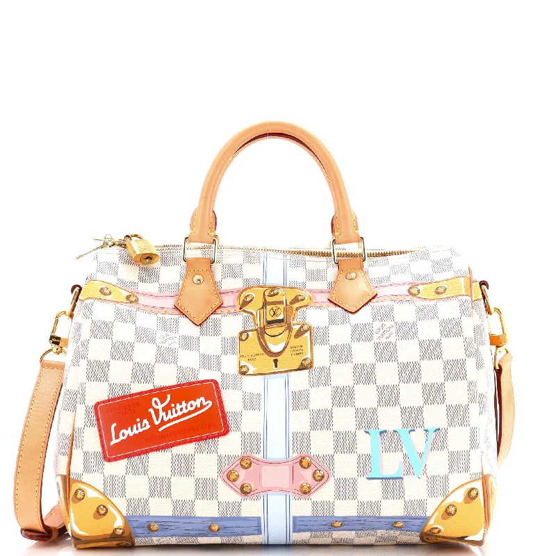 Canvas satchel with a colorful floral print for springtimeSpeedy Bandouliere Bag Limited Edition Damier Summer Trunks 30