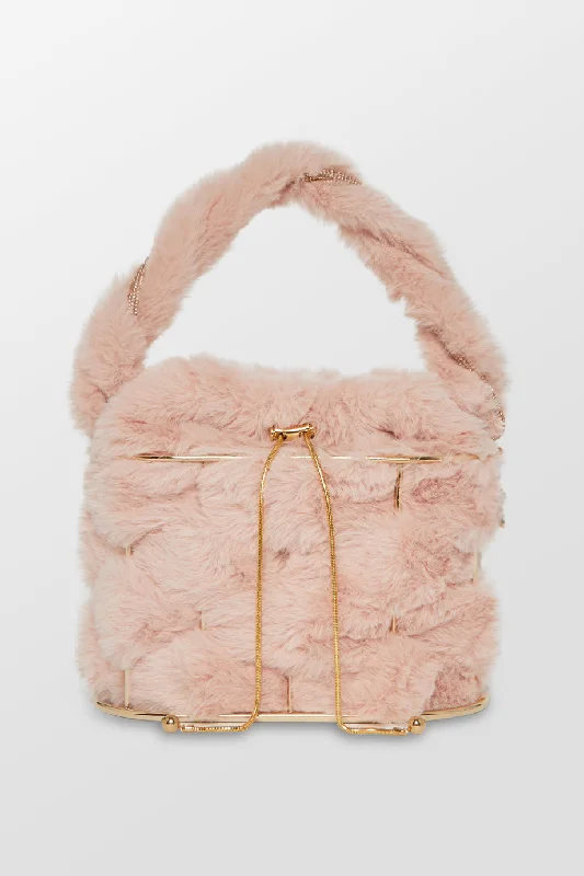 Convertible handle bag that can be worn as a shoulder bag with an adjustable strapSuper Holli Fluffy Top Handle Bag