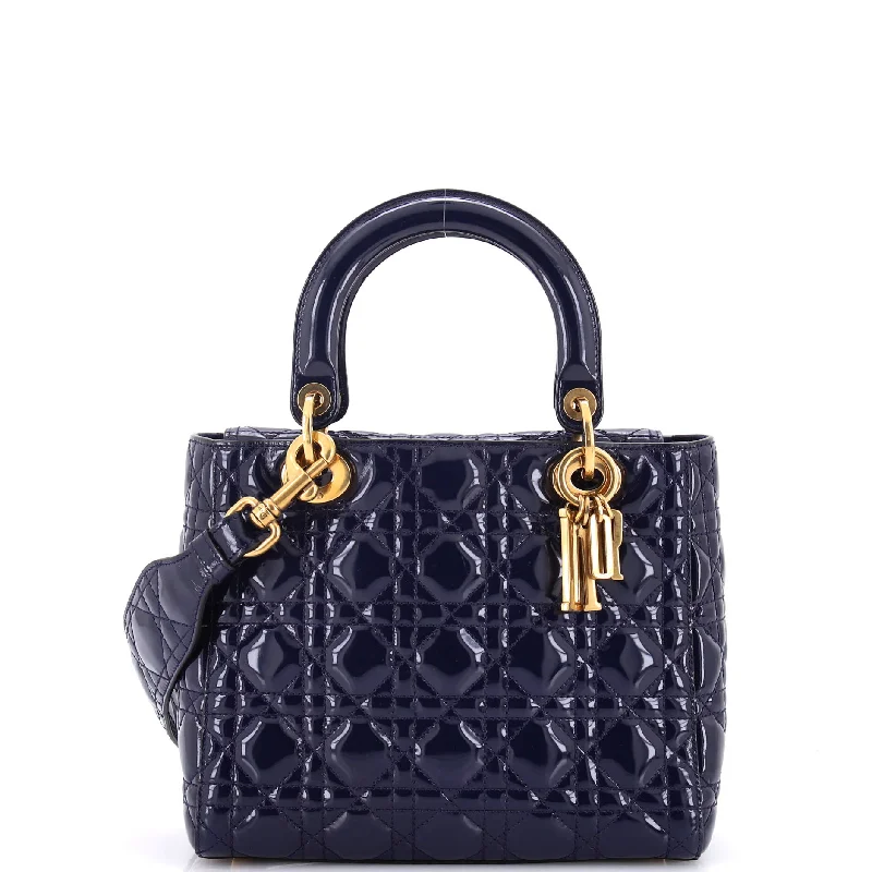 Plus-size satchel with a spacious interior for carrying all essentialsSupple Lady Dior Bag Cannage Quilt Patent Medium