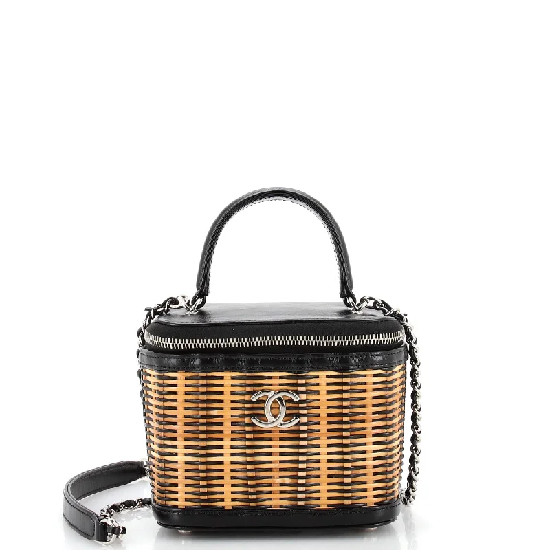 Metallic satchel with a shiny finish for evening eventsTake Away Vanity Case Rattan and Calfskin Small