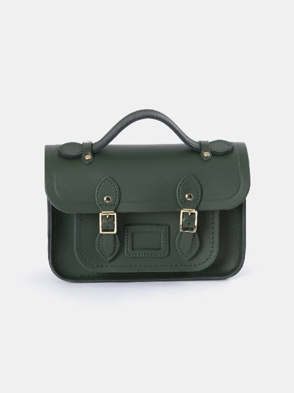 Vegan leather handle bag made from recycled materials for eco - conscious consumersThe Mini - Racing Green