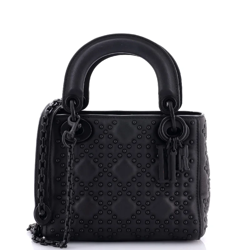 Waterproof nylon satchel with a drawstring closure for outdoor useUltra Matte Lady Dior Chain Bag Cannage Studded Lambskin Mini