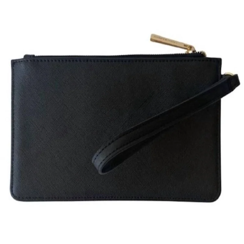 Laser - cut leather evening bag with an intricate patternWomen's Maddie Wristlet In Black