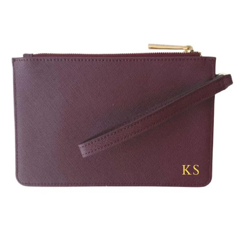 Embroidered silk clutch with a traditional motif for a cultural touchWomen's Maddie Wristlet In Burgundy